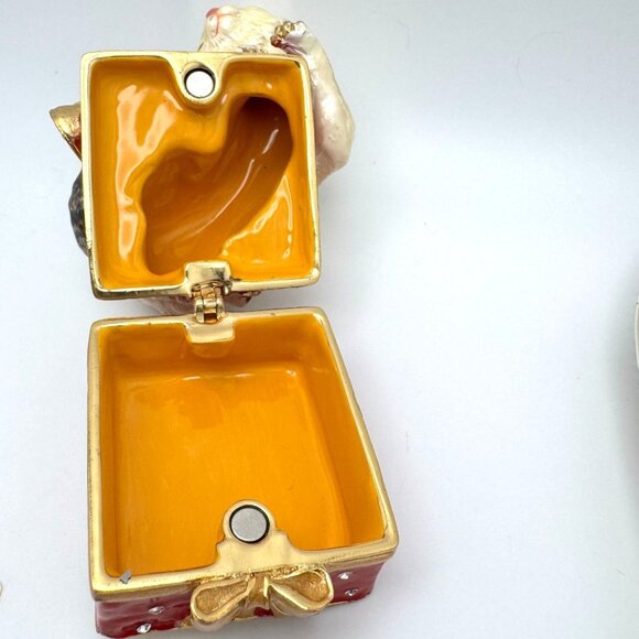 Hand-Painted Cat Trinket Box Crystals Pewter Polyresin Gift - Picture 6 of 9